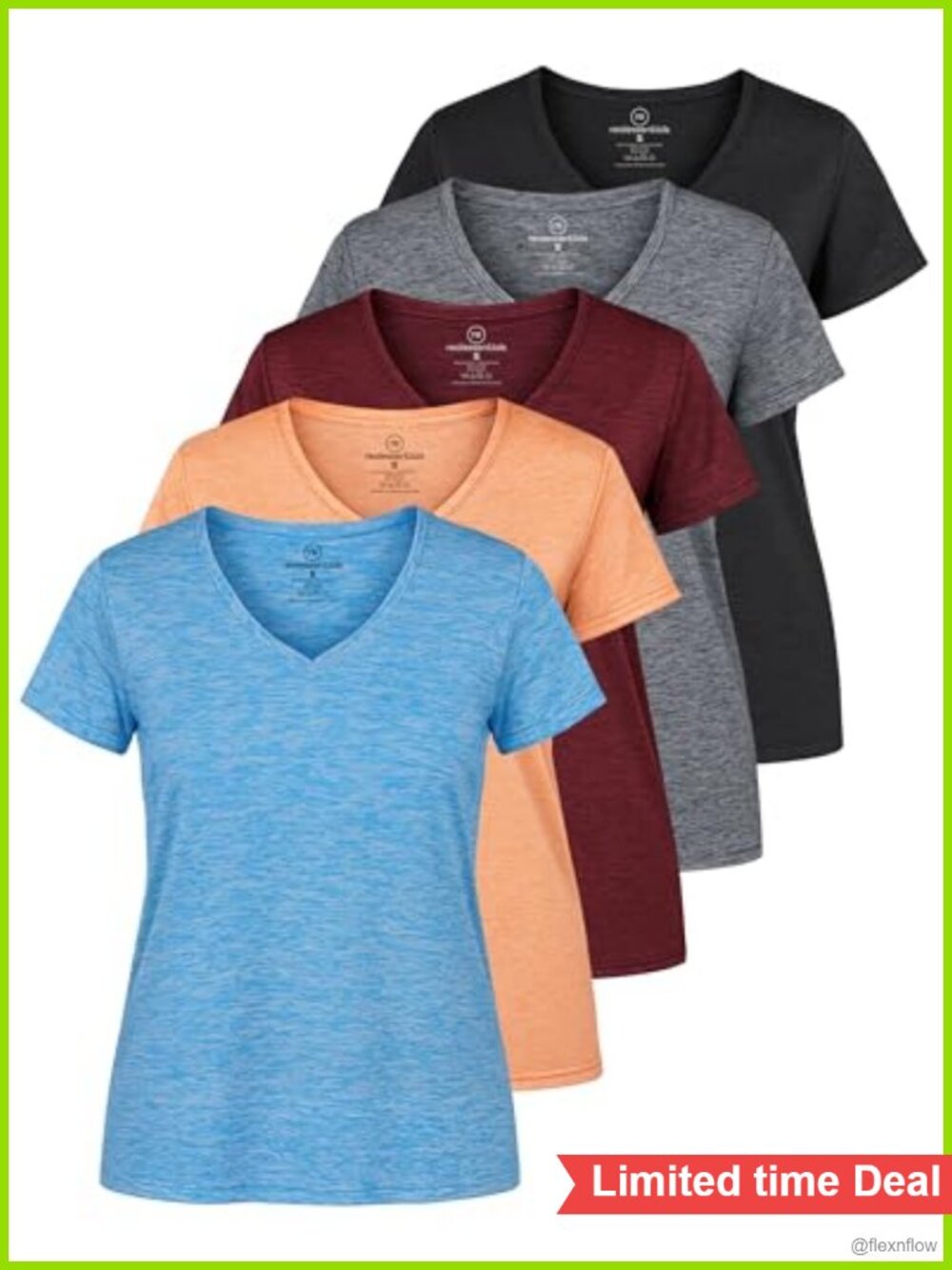 5 Pack Women's Dry-Fit Short Sleeve V Neck Workout Yoga T Shirt Active Tee Plus